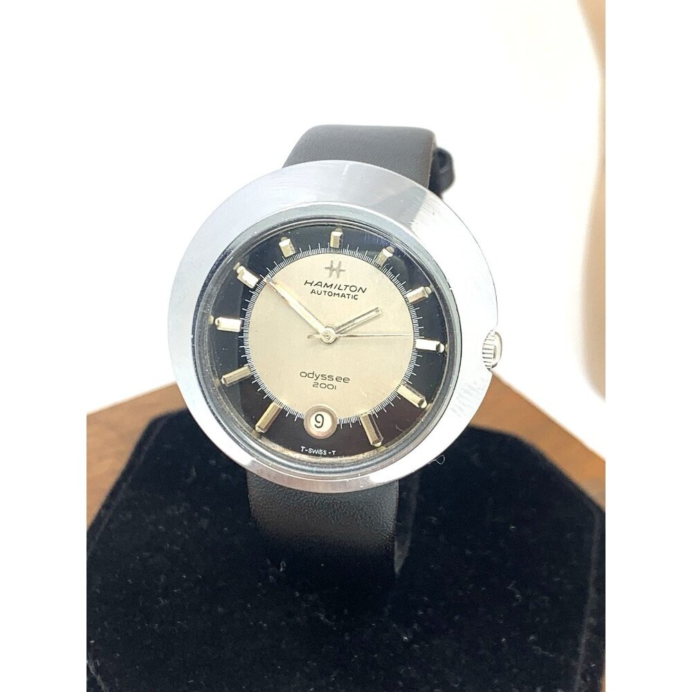 Hamilton Mens Watch Odyssee 2001 Vintage Swiss Mechanical Silver Black Dial 38mm